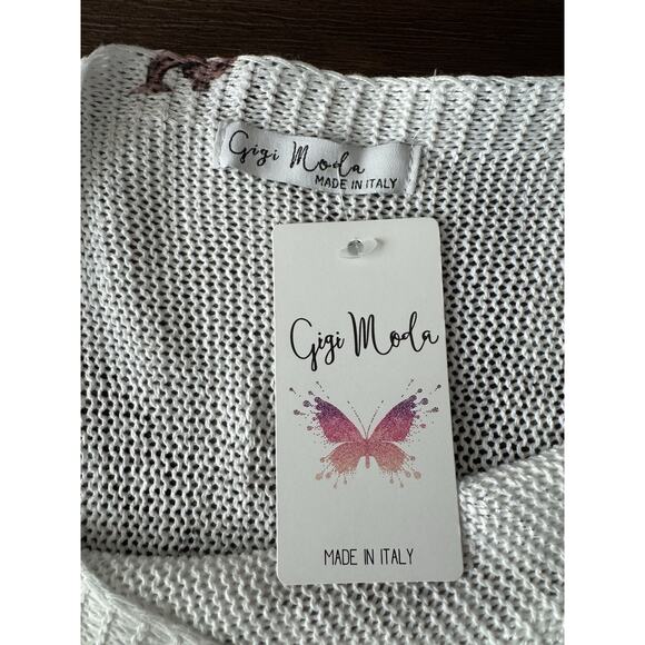 Gigi Moda Sweater Women’s OS lightweight Chainlink Relax Led Fit NWT $78 - Picture 8 of 9